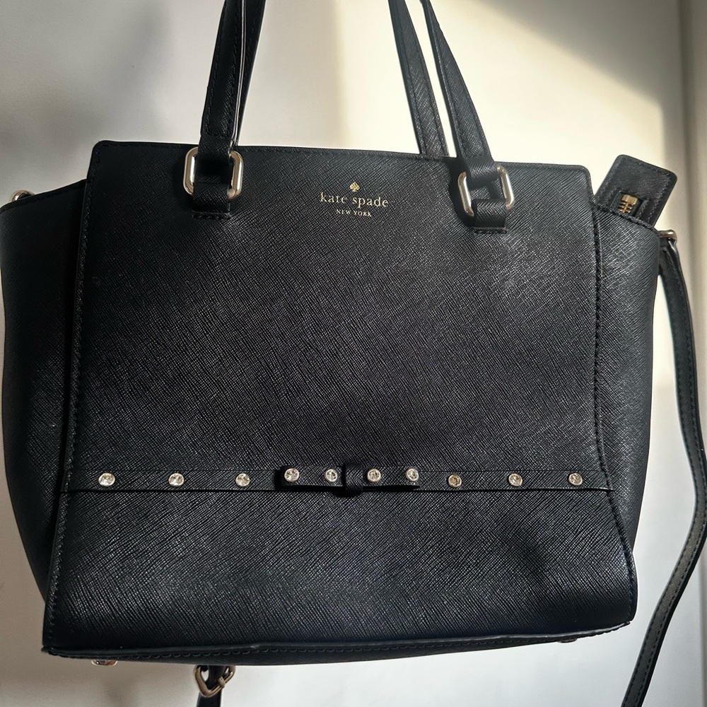 Kate Spade Black Satchel with Stud Accents